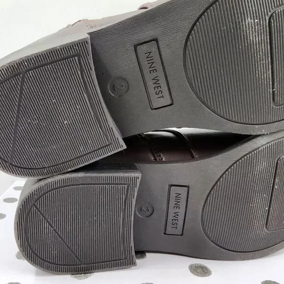 Nine West Amara Bootie Little Girls 2M Brown Almond Toe Block Heel Zip Closure~ - Picture 14 of 15